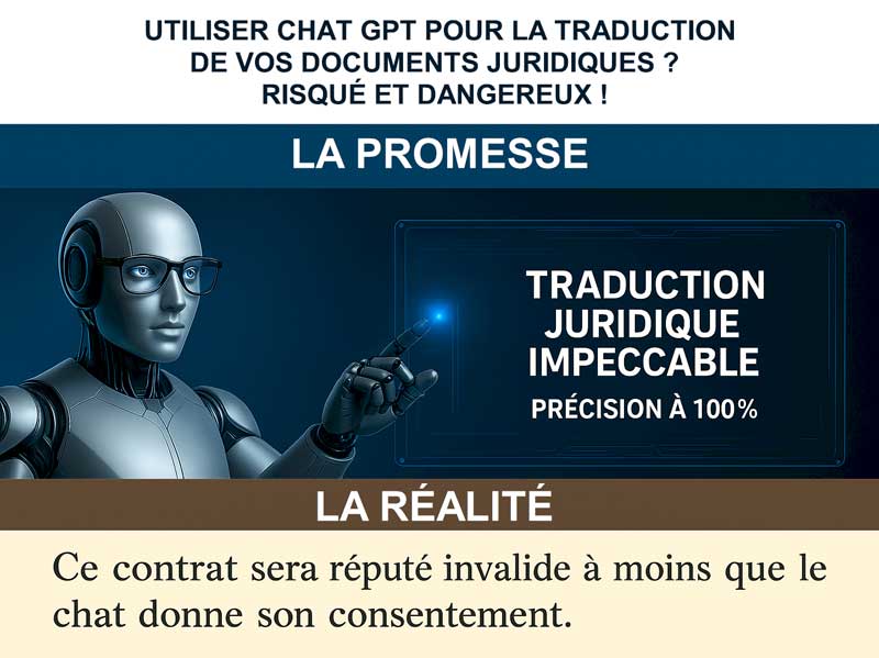 Utiliser ChatGPT pour la traduction de vos documents juridiques? Risqué et dangereux!